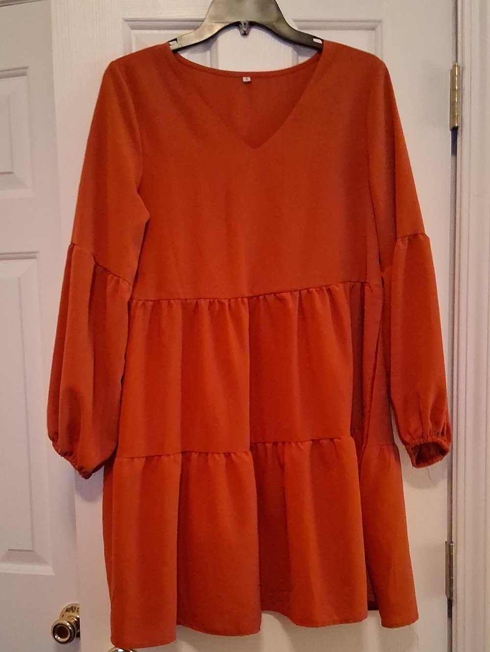 ' Orange Tiered V-Neck Dress